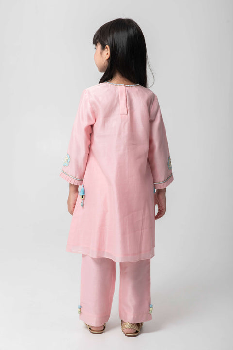 Pre-Order: COREL COLOUR SUIT WITH MATCHING PANTS WITH VERY CUTE PATCHWORK EMBROIDERY