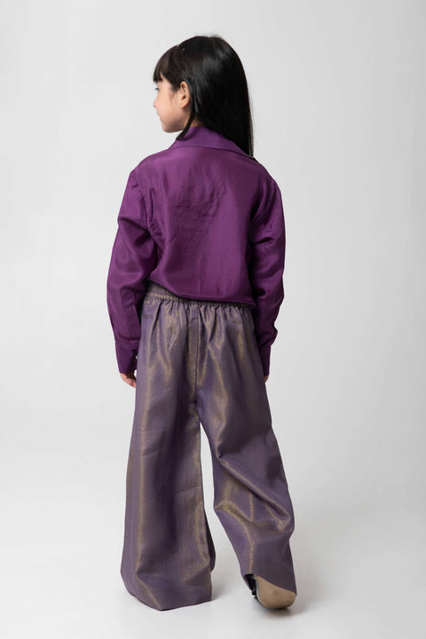 Pre-Order: PURPLE COLOUR INDOWESTERN SHIRT WITH MATCHING SHIMMERY PANTS