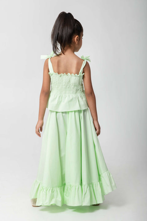 Pre-Order: VERY CUTE MINT GREEN SKIRT WITH SMOCKED TOP AND TIE SHOULDERS