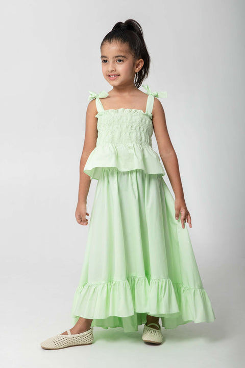 Pre-Order: VERY CUTE MINT GREEN SKIRT WITH SMOCKED TOP AND TIE SHOULDERS