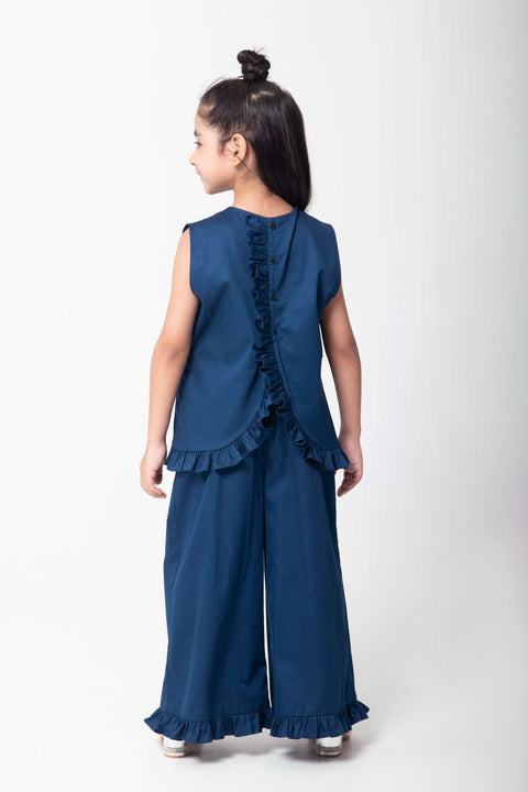 Pre-Order: NAVY BLUE CO-ORD SET WITH PLANET EMBROIDERY