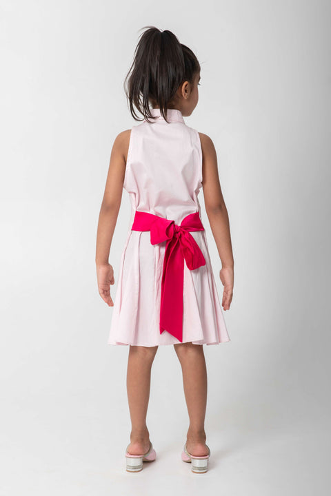 Pre-Order: STRAWBERRY EMBROIDERED PASTEL PINK FLARED DRESS