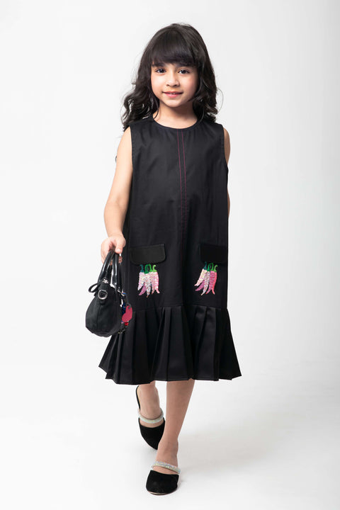 Pre-Order: CHILLI EMBROIDERED BLACK DRESS