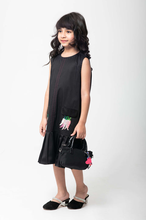 Pre-Order: CHILLI EMBROIDERED BLACK DRESS