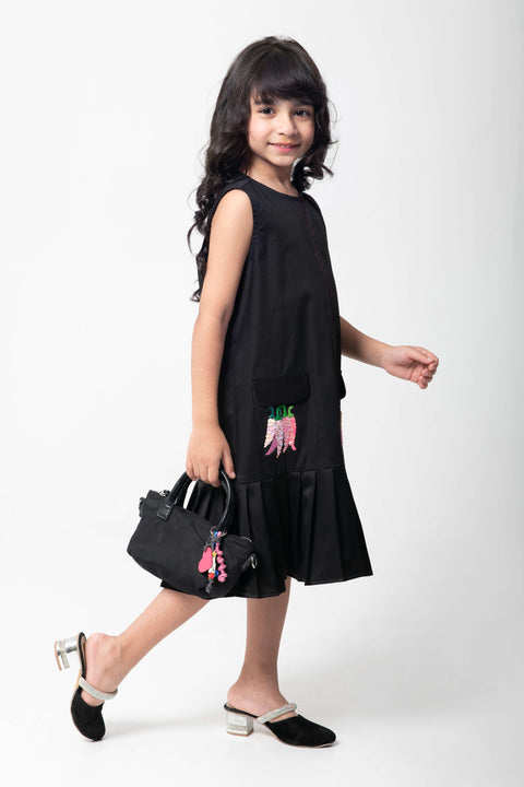 Pre-Order: CHILLI EMBROIDERED BLACK DRESS
