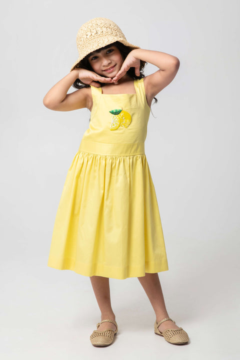 Pre-Order: FRESH LEMON EMBROIDERED FROCK