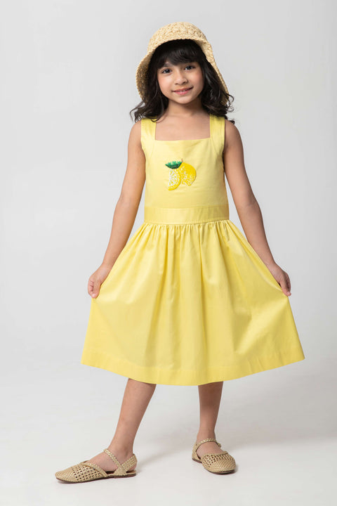 Pre-Order: FRESH LEMON EMBROIDERED FROCK