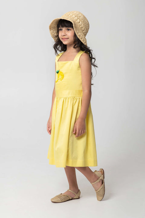 Pre-Order: FRESH LEMON EMBROIDERED FROCK