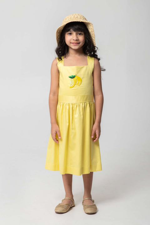 Pre-Order: FRESH LEMON EMBROIDERED FROCK
