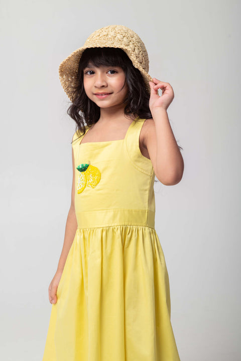 Pre-Order: FRESH LEMON EMBROIDERED FROCK