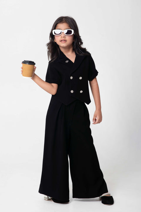 Pre-Order: BLACK DOUBLE BREASTED WAISTCOAT WITH FORMAL TROUSERS