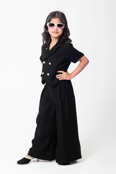 Pre-Order: BLACK DOUBLE BREASTED WAISTCOAT WITH FORMAL TROUSERS