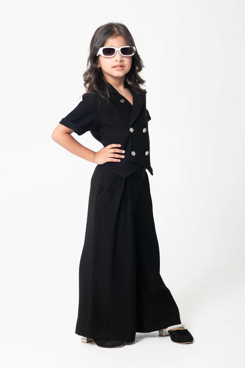 Pre-Order: BLACK DOUBLE BREASTED WAISTCOAT WITH FORMAL TROUSERS