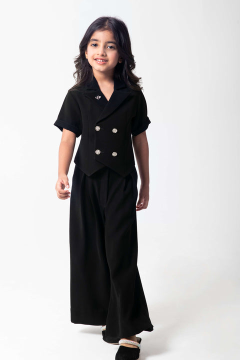 Pre-Order: BLACK DOUBLE BREASTED WAISTCOAT WITH FORMAL TROUSERS