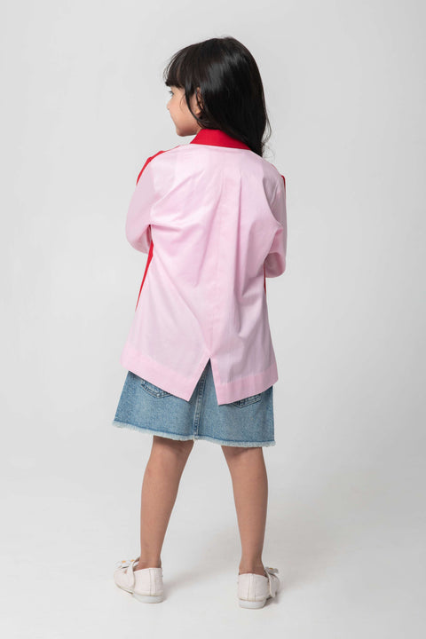 Pre-Order: RED BLAZER WITH CHEETA EMBROIDERED AND PINK BACK