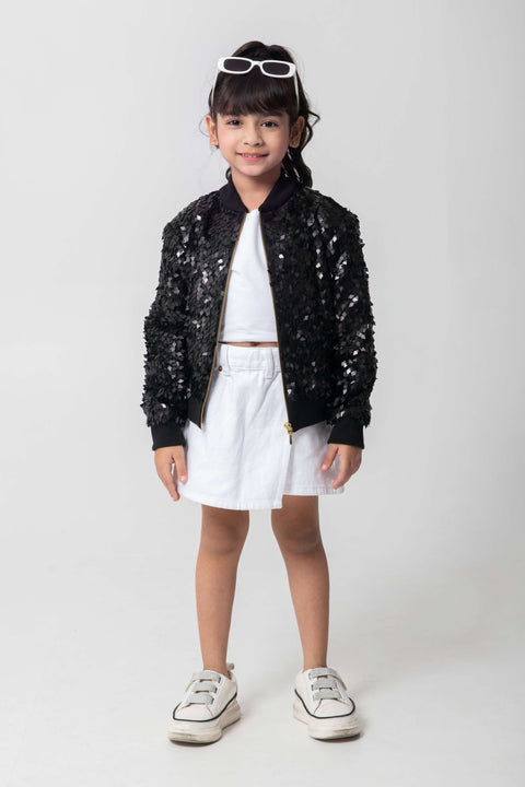 Pre-Order: BLACK SEQUENCED BOMBER JACKET