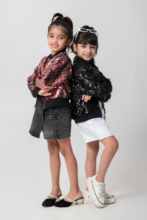 Pre-Order: BLACK SEQUENCED BOMBER JACKET