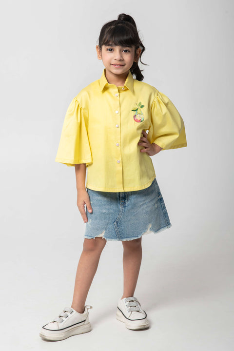 Pre-Order: YELLOW SHIRTH WITH PEAR EMBROIDERED