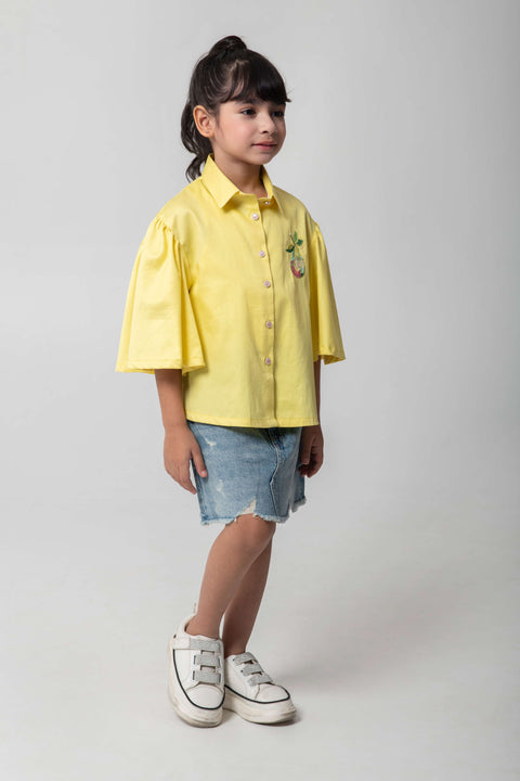 Pre-Order: YELLOW SHIRTH WITH PEAR EMBROIDERED