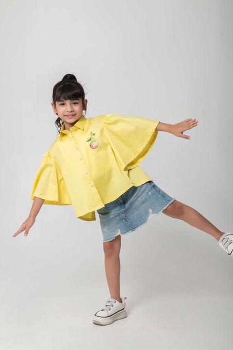 Pre-Order: YELLOW SHIRTH WITH PEAR EMBROIDERED