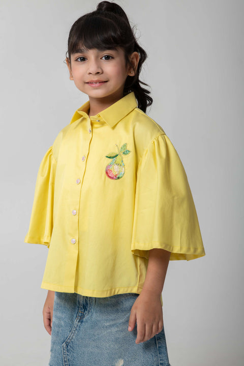 Pre-Order: YELLOW SHIRTH WITH PEAR EMBROIDERED