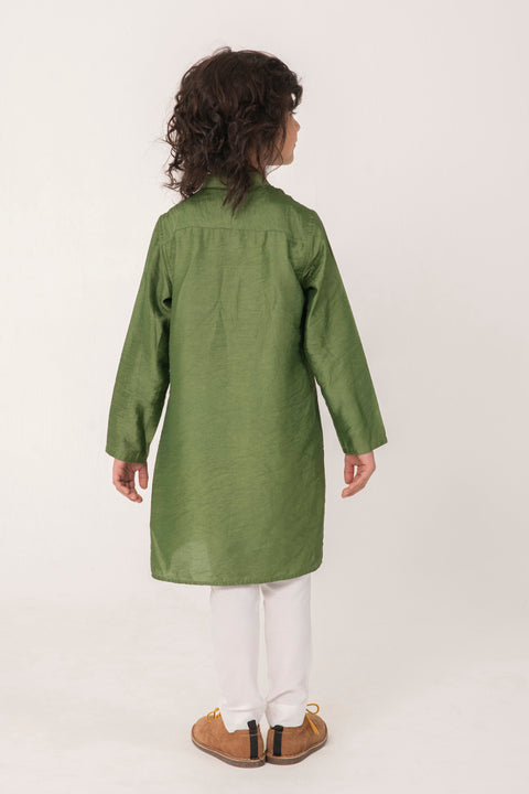 Pre-Order: CHEST MOTIF GREEN KURTA