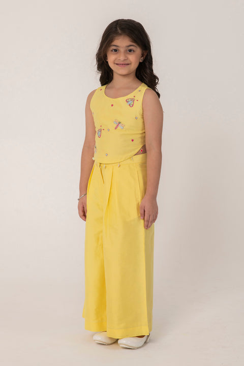 Pre-Order: YELLOW  COORD SET WITH CUTE INSECT EMBROIDERY