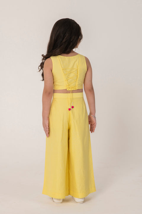 Pre-Order: YELLOW  COORD SET WITH CUTE INSECT EMBROIDERY