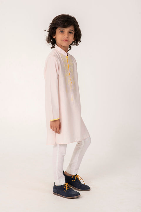 Pre-Order: NECK EMBROIDERY KURTA IN GOLDEN COLOUR
