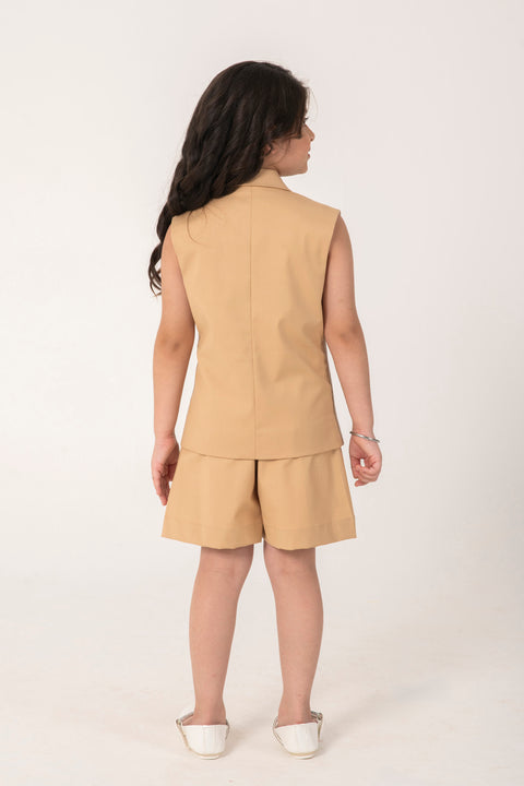 Pre-Order: BLAZER SET WITH FORMAL SHORTS EMBELLISHED WITH PINEAPPLE EMBROIDERY