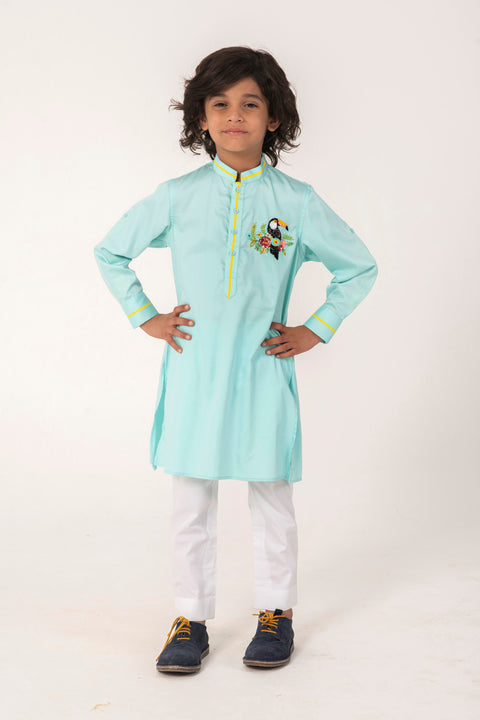 Pre-Order: TOUCAN BIRD EMBROIDERY KURTA