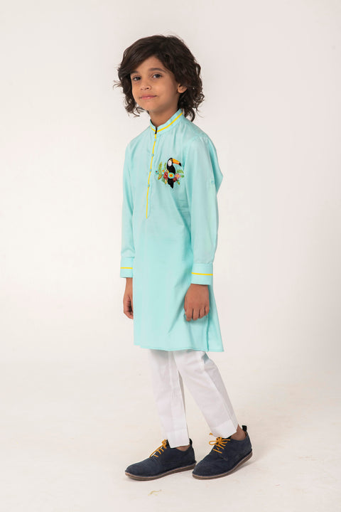 Pre-Order: TOUCAN BIRD EMBROIDERY KURTA