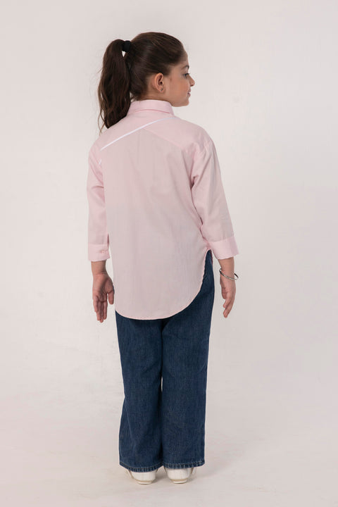 Pre-Order: PINK SHIRT WITH BADGE MOTIF EMBROIDERY