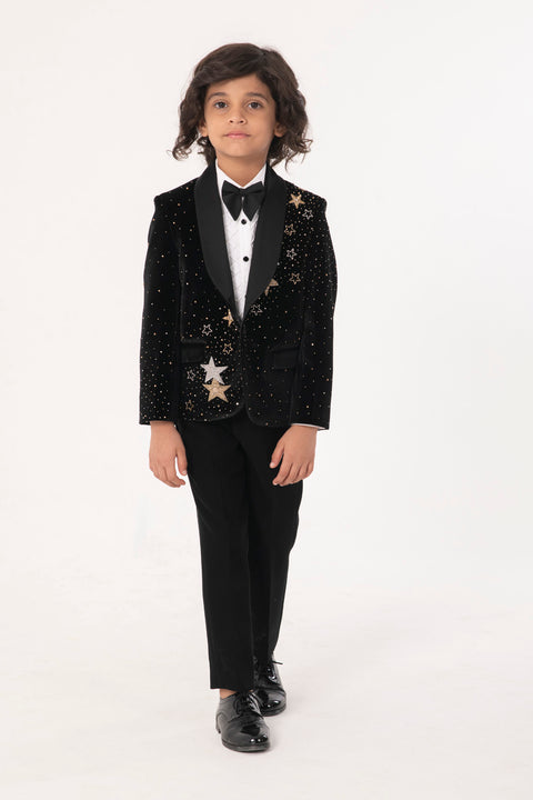 Pre-Order: SHIMMERY HEAY EMBROIDERED TUXEDO IN VELVET