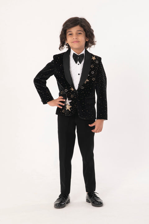 Pre-Order: SHIMMERY HEAY EMBROIDERED TUXEDO IN VELVET