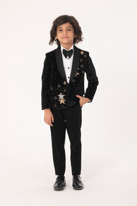 Pre-Order: SHIMMERY HEAY EMBROIDERED TUXEDO IN VELVET