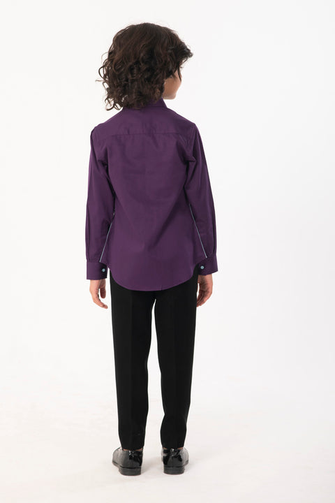 Pre-Order: PURPLE SHIRT WITH TOUCAN BIRD EMBROIDERY