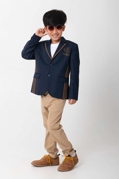Pre-Order: NAVY BLAZER WITH JUST DINK IT LOGO AND CONTRAST STRIPES DETAIL