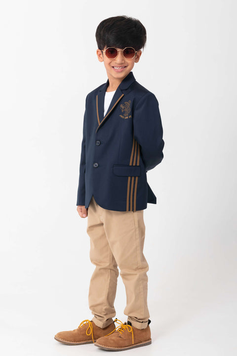 Pre-Order: NAVY BLAZER WITH JUST DINK IT LOGO AND CONTRAST STRIPES DETAIL
