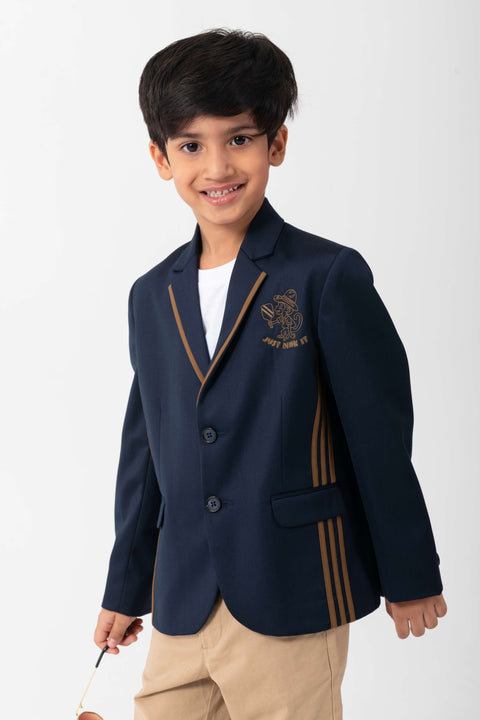 Pre-Order: NAVY BLAZER WITH JUST DINK IT LOGO AND CONTRAST STRIPES DETAIL
