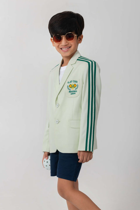 Pre-Order: MINT COLOUR BLAZER WITH PICKLEBALL LOGO AND CONTRAST STRIPES