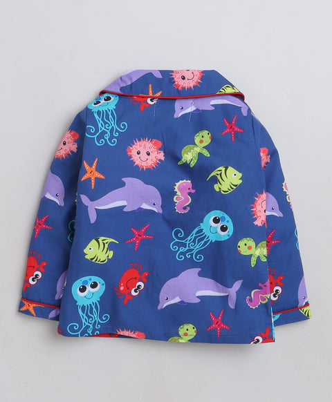 Pre-Order: Sea Animal Printed Night Suit