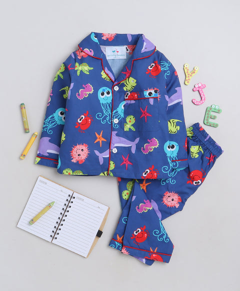 Pre-Order: Sea Animal Printed Night Suit