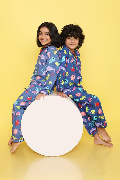 Pre-Order: Sea Animal Printed Night Suit