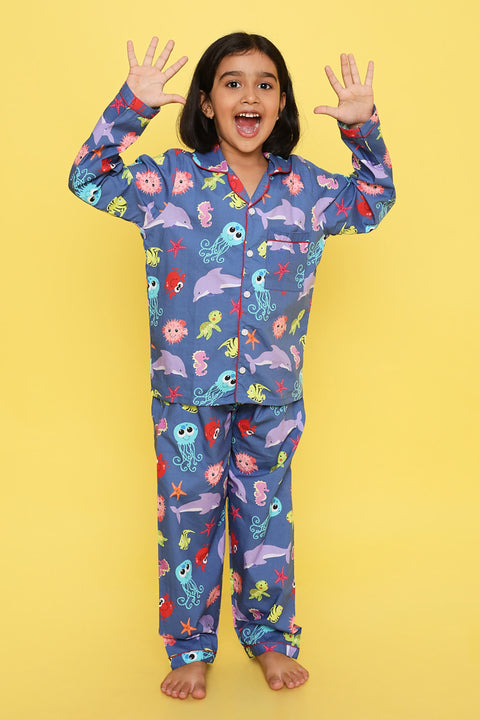 Pre-Order: Sea Animal Printed Night Suit
