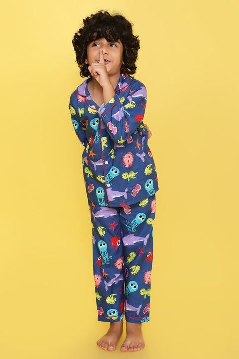 Pre-Order: Sea Animal Printed Night Suit