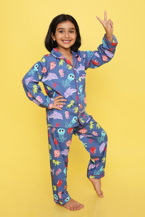 Pre-Order: Sea Animal Printed Night Suit