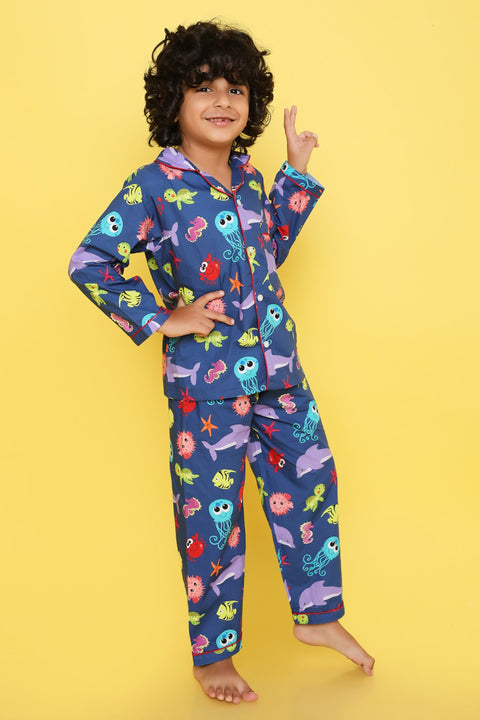 Pre-Order: Sea Animal Printed Night Suit