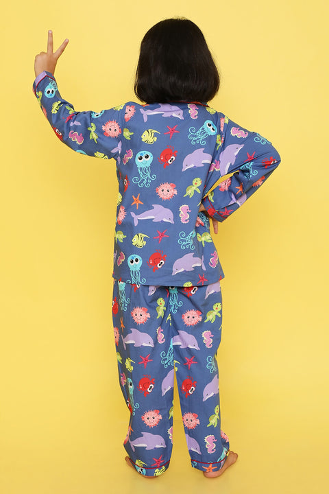 Pre-Order: Sea Animal Printed Night Suit