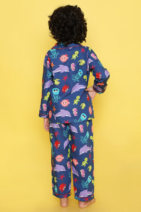 Pre-Order: Sea Animal Printed Night Suit